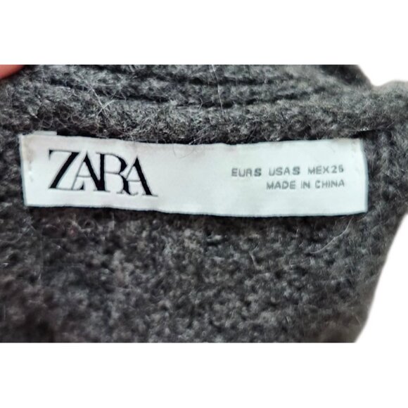 Zara Patchwork Cardigan Sweater Womens Size S Brown Ivory Oversized Chunky - Picture 8 of 14